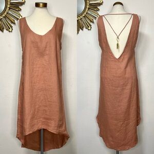 Chintamani Alchemistry Dusty Rose Open Back Linen High Low Tunic Dress